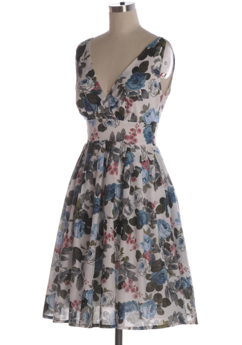 May Flowers Dress in Blue/White - $52.47 : Women's Vintage-Style ...